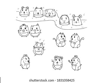 Vector doodle of animal groups with friends on adventure design.