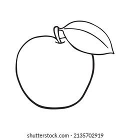 Vector Doodle Apple Icon, Simple Contour Drawing, Symbol Of New York