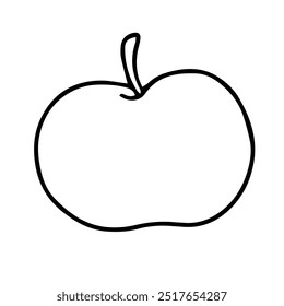 Vector doodle apple. Outline drawing of a fruit. Design element on a white background