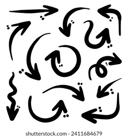 Vector doodle arrows are hand drawn with lots of collectibles inside