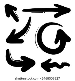 Vector doodle arrows are hand drawn with lots of collectibles inside