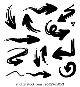 Vector doodle arrows are hand drawn with lots of collectibles inside