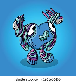 Vector Doodle Art of Blue Heart. 
Fit for T-shirt design, mask, hoody, stickers, poster, etc.