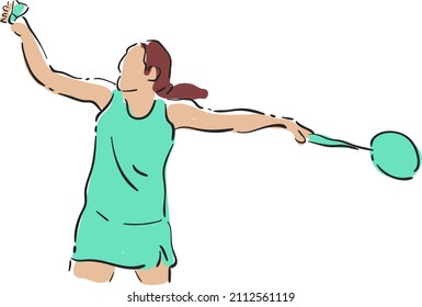 vector doodle art design illustration of  badminton sport 