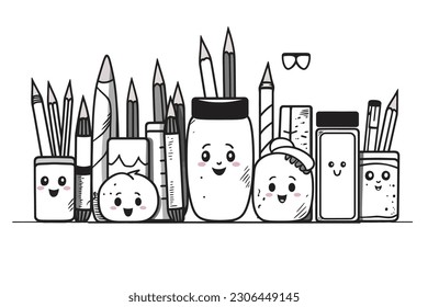 Vektordoodle Art, Set mit scharfem Bleistift, Kunstkunst