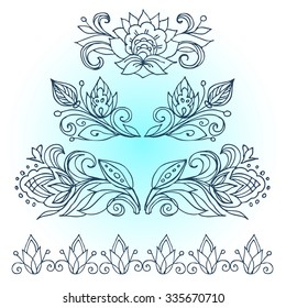 Vector doodle.The artwork line drawings of floral ornament for advertising discounts. Black Friday. Christmas discounts. Flowers, twigs buds and leaves in retro style. Template for tattoo.