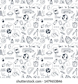 Vector doodle in "Back to school" seamless pattern