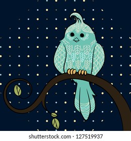 Vector doodle background with bird