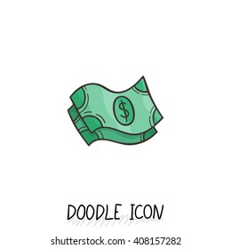 Vector doodle banknotes icon. Bill pictogram.