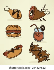 vector doodle barbecue collection