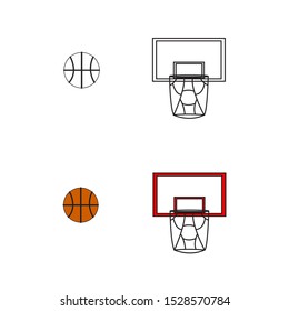vector doodle basketball line and colored