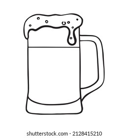 vector doodle beer mug icon, with foam, symbol of Germany
