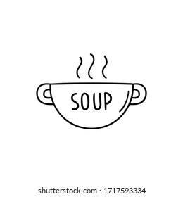 Vektorillustration doodle Schüssel. Kochen, Küchenutensilien, Hauselemente. Handgrafik einzeln auf weißem Hintergrund.