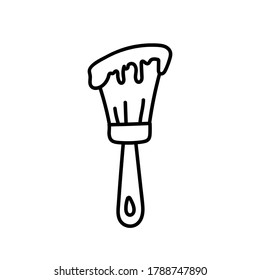 Vector Doodle Brush with Drips of Liquid Paint.Hand Drawn Repair Tool for Web,Design,Graphic.Line and outline creative equipment in sketch style. Isolated on white background.