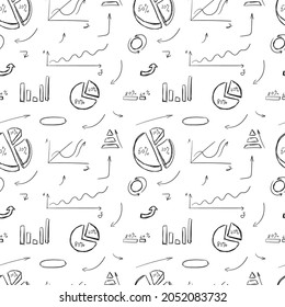 Vector Doodle Business Seamless Pattern Background, Abstract Graphics and Schemes, Arrows, Pen Drawings Background Template.