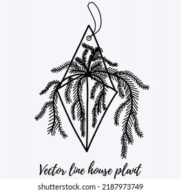 Ilustración de cactus del doodle vectorial. Planta de arte de la línea negra en una olla. Ideal para diferentes tipos de diseños y orígenes