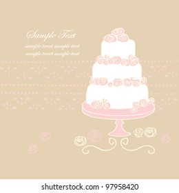 Vector doodle cake  for Wedding invitations or announcements