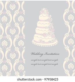 Vector doodle cake  for Wedding invitations, announcements or card