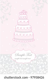 Vector doodle cake  for Wedding invitations, announcements or card