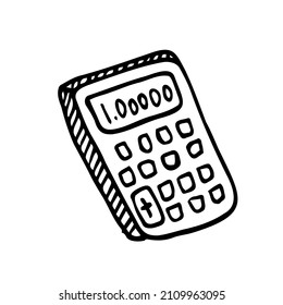 Icono de la calculadora del doodle vectorial. Compasión, símbolo escolar