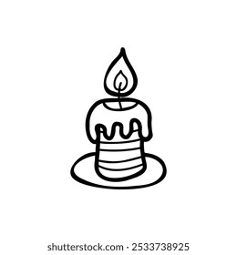 Ícone de vela de doodle vetorial. Elemento único. Ilustração de vetor desenhada à mão em desenho de contorno estilo doodle isolado no fundo branco.

