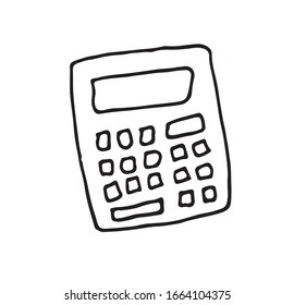 Vector doodle cartoon calculator icon illustration, hand drawn.