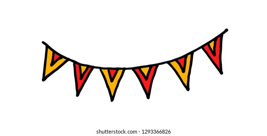 Vector Doodle cartoon hand drawn sketch of Flags Icon