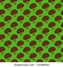 Vector doodle cartoon hand drawn style seamless pattern with forest mushrooms.