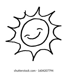 Vector Doodle Cartoon icon sun. isolated on white background