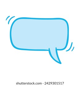 Vector doodle de dibujos animados aislado de la burbuja de habla cian 