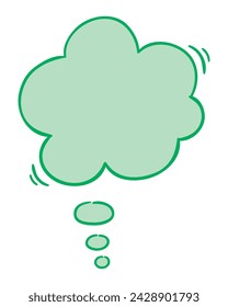 Vector doodle cartoon isolated think bubble is green