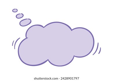Vector doodle cartoon isolated think bubble of purple color