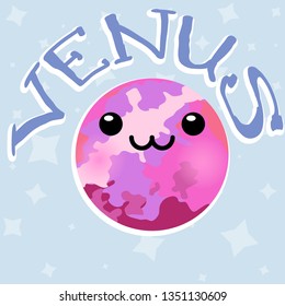 Vector doodle cartoon planets of solar system. Comic colored funny characters. Children's education.