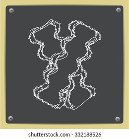 Vector doodle chalk drawn bacon icon on school blackboard 
