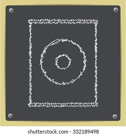 Vector doodle chalk drawn canned pineapple bottle on school blackboard 