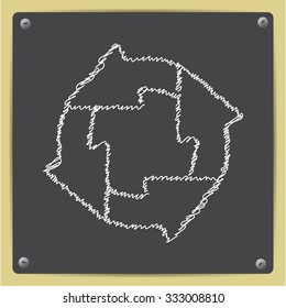 Vector doodle chalk drawn circle round arrows for business, diagram on school blackboard 