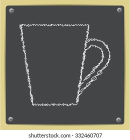 Vector doodle chalk drawn cup for tea or coffee icon on school blackboard 