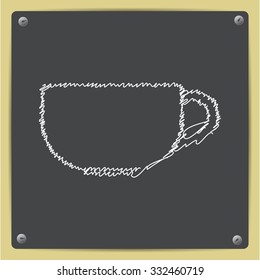 Vector doodle chalk drawn cup for tea or coffee icon on school blackboard 