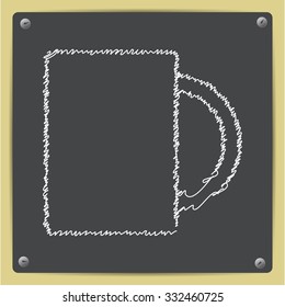 Vector doodle chalk drawn cup for tea or coffee icon on school blackboard 