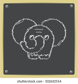 Vector doodle chalk drawn elephand icon on school blackboard 