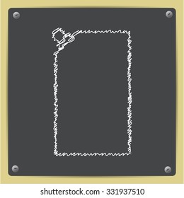 Vector doodle chalk drawn mayonnaise plastic package icon on school blackboard 
