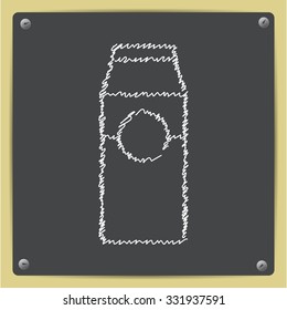 Vector doodle chalk drawn milk bottle icon on school blackboard 
