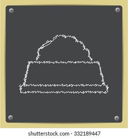 Vector doodle chalk drawn pet food dish icon on school blackboard 