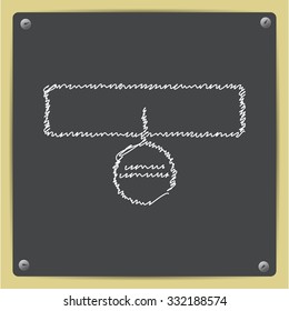 Vector doodle chalk drawn pets collar icon on school blackboard 