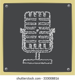 Vector doodle chalk drawn retro microphone icon on school blackboard 