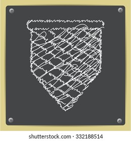 Vector doodle chalk drawn scoop-net icon on school blackboard 