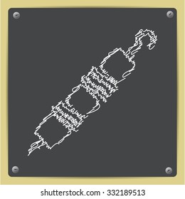 Vector doodle chalk drawn shashlik icon on school blackboard 