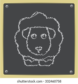 Vector doodle chalk drawn sheep icon on school blackboard 