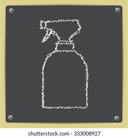 Vector doodle chalk drawn sprayer bottle on school blackboard 