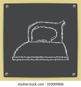 Vector doodle chalk drawn tailor iron icon on school blackboard 